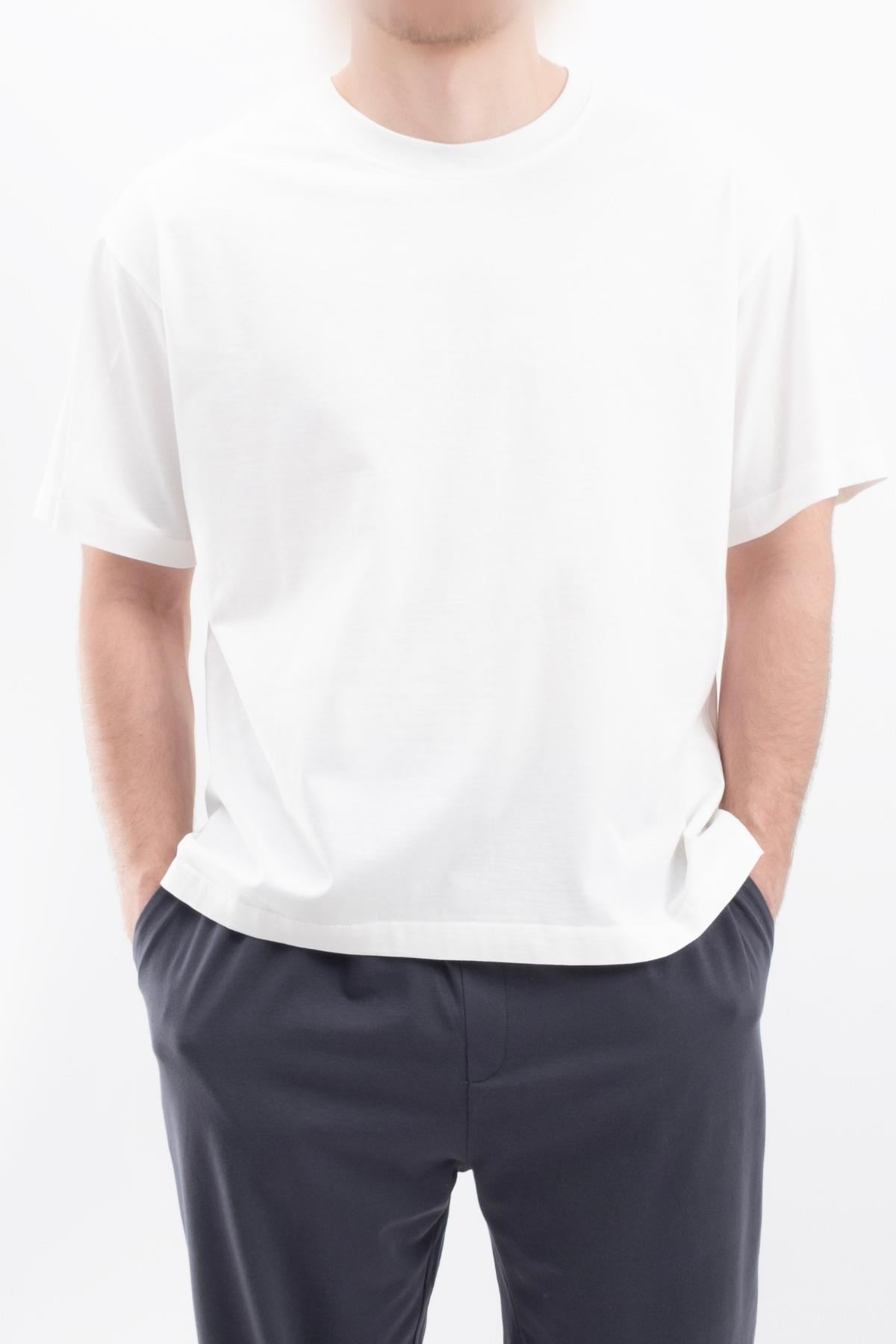 Oversize Geniş Kalıp Bisiklet Yaka Düz Kısa Kollu Tişört Unisex Basic Tişört V00875