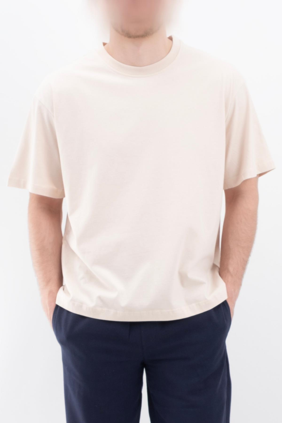 Oversize Geniş Kalıp Bisiklet Yaka Düz Kısa Kollu Tişört Unisex Basic Tişört V00875