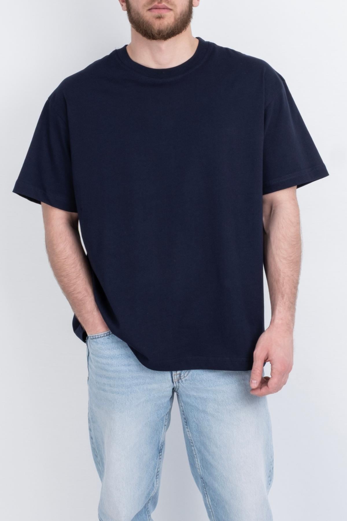 Oversize Geniş Kalıp Bisiklet Yaka Unisex Basic Düz Kısa Kollu Tişört