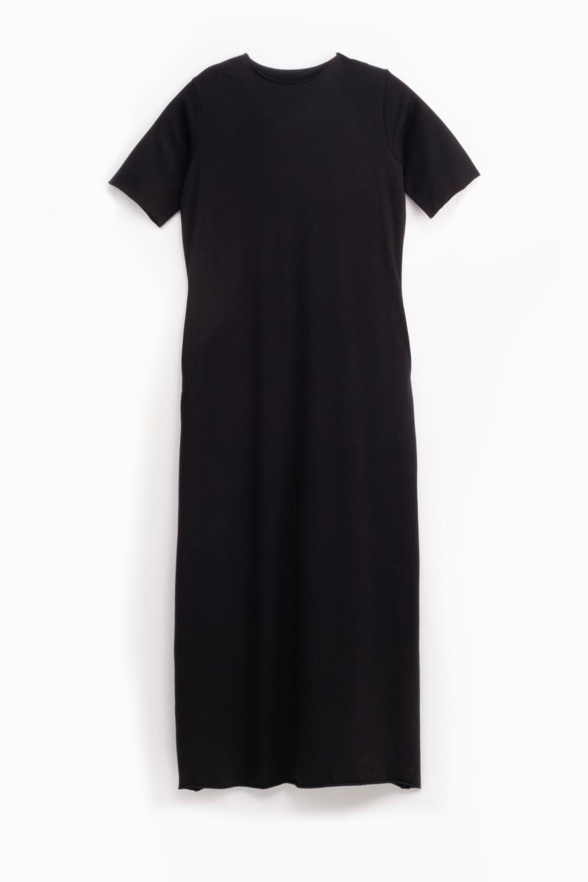 Oversize Uzun %100 Pamuk Kısa Kollu Rahat Elbise V00888