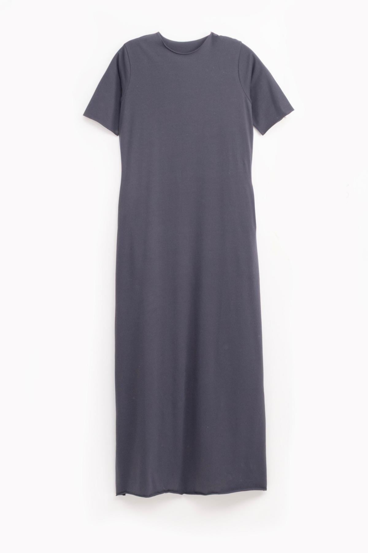 Oversize Uzun %100 Pamuk Kısa Kollu Rahat Elbise V00888