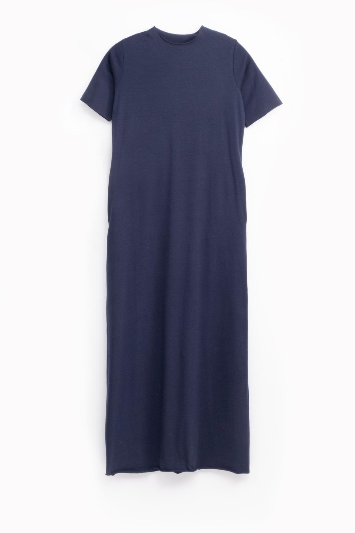 Oversize Uzun %100 Pamuk Kısa Kollu Rahat Elbise V00888
