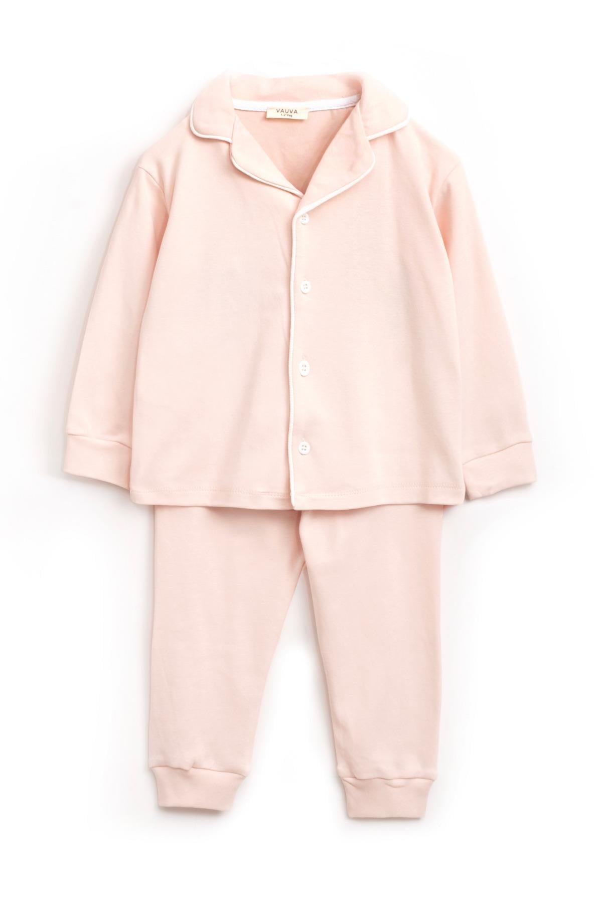 Pijama Takımı Kız Erkek Çocuk Pijama takımı %100 Pamuk Önden Düğmeli İkili Takım