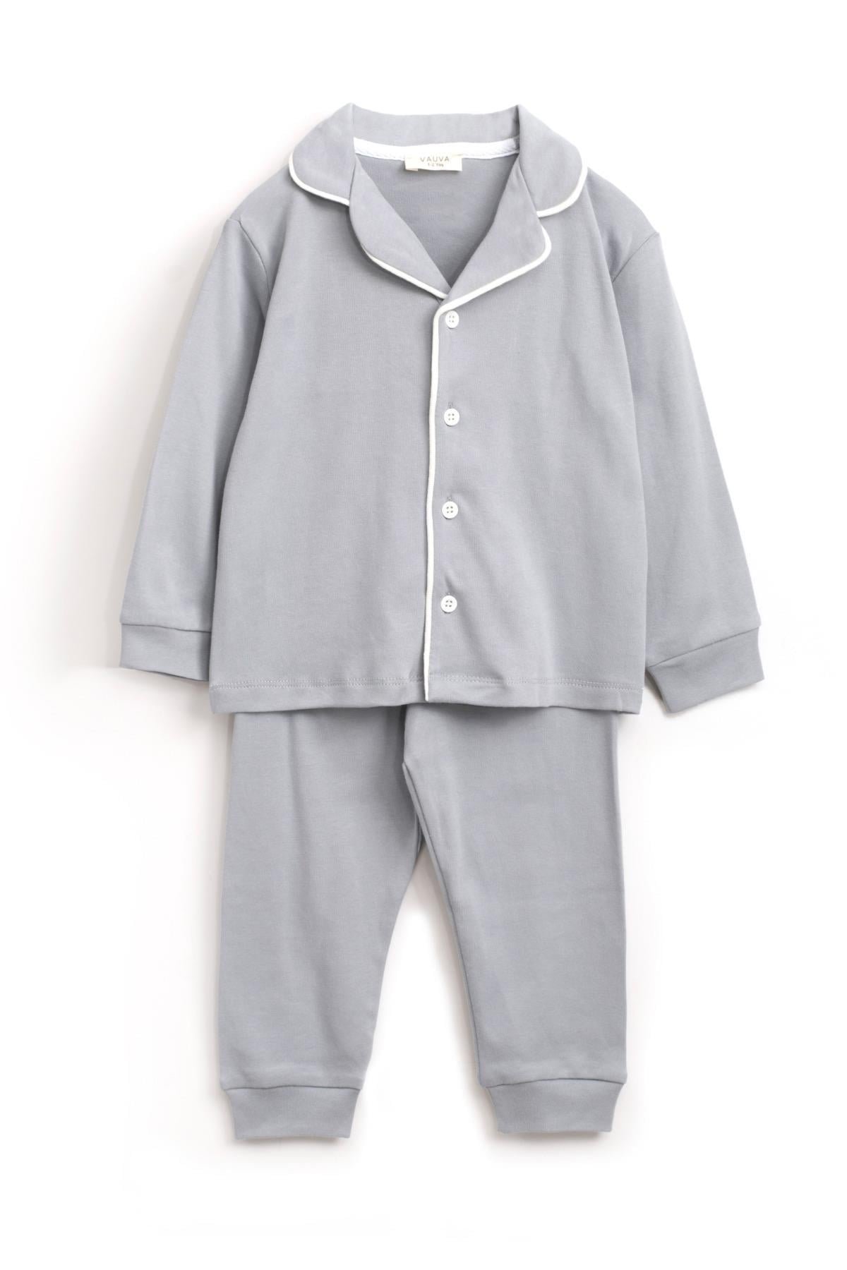 Pijama Takımı Kız Erkek Çocuk Pijama takımı %100 Pamuk Önden Düğmeli İkili Takım