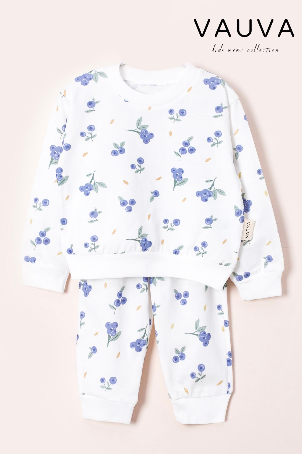 Pijama Takımı Uzun Kollu Baskılı Kız Erkek Bebek Çocuk Pijama Takımı