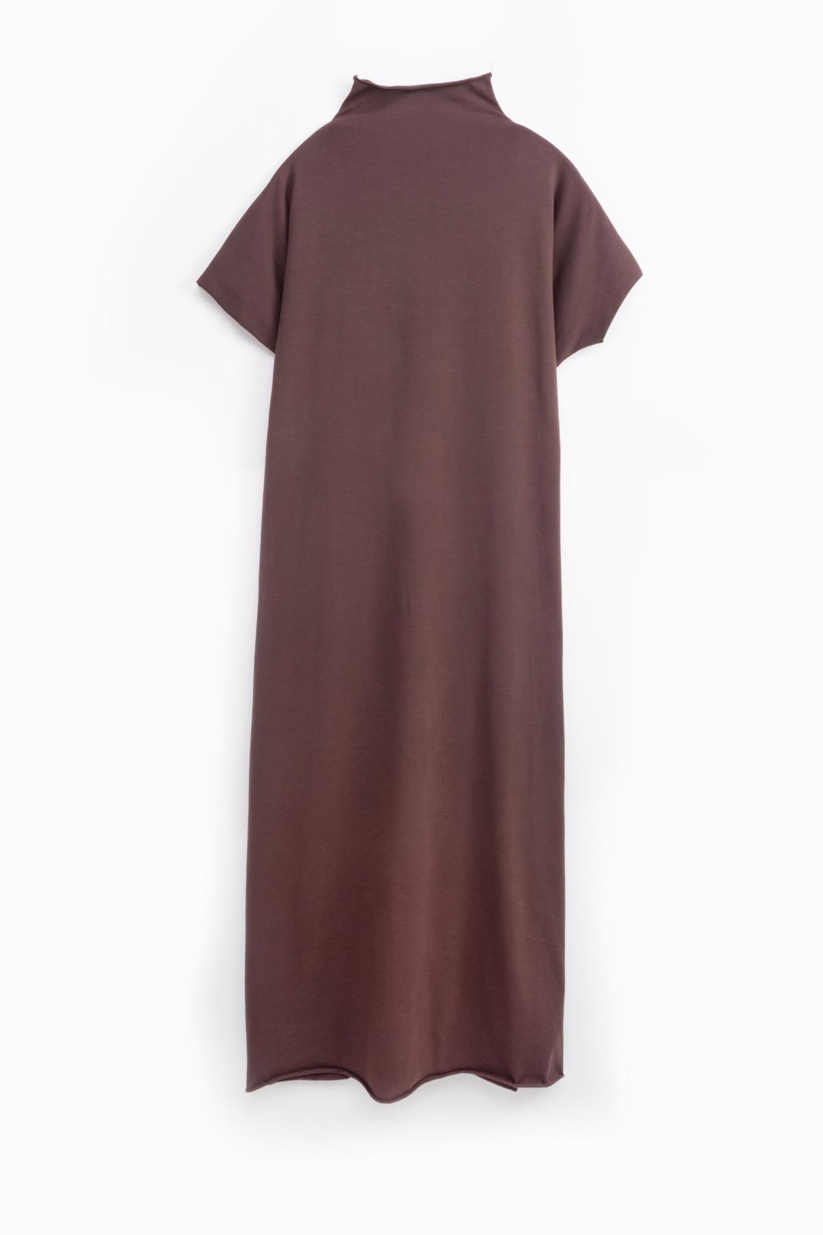 Regular Fit %100 Pamuklu Likralı Tesettür Elbise Kısa Kollu Elbise V00956