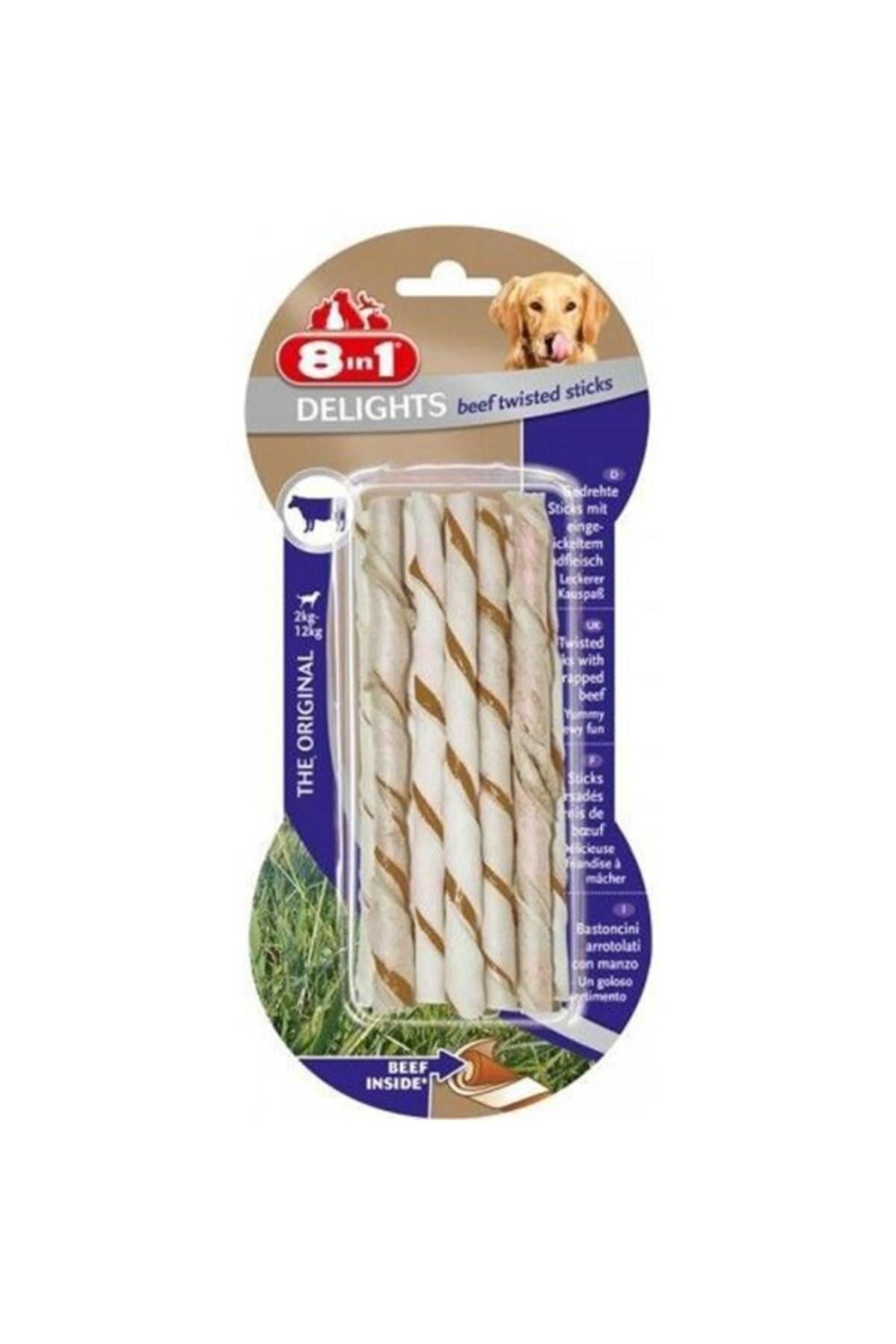 8 IN 1 Delights Bones Köpekler İçin Biftekli Twested Sticks 10'lu