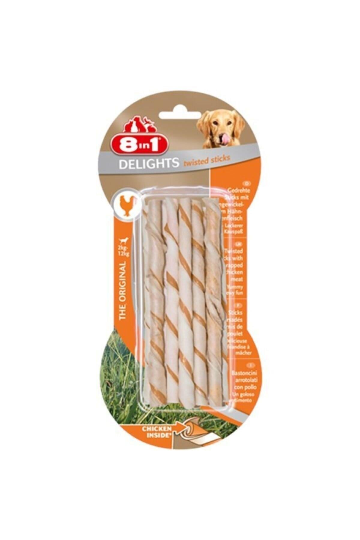 8in1 Delights Twisted Sticks Köpekler Için Tavuklu Ağız Bakım Kemiği