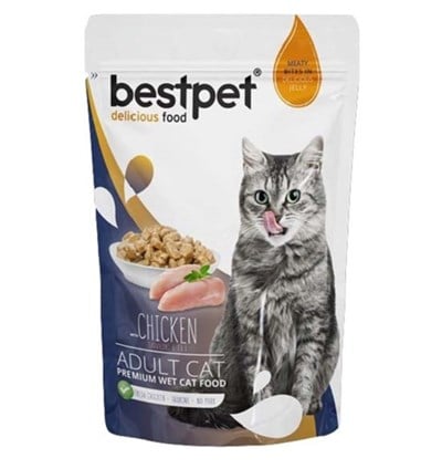 Bestpet Tavuk Etli Jelly Pouch Yetişkin Kedi Yaş Maması 85 G