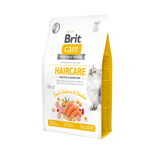 Brit Care Grain Free Hair Care Healthy & Shiny Coat Tavuklu ve Somonlu Kedi Maması 2 KG