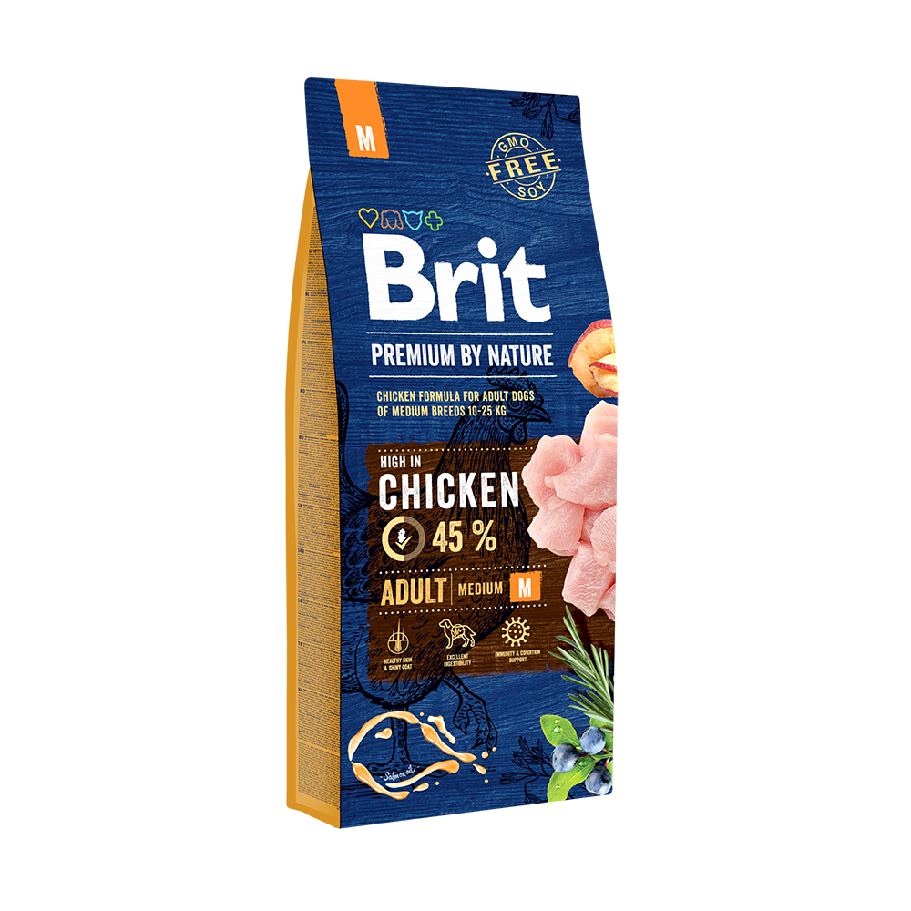 Brit Premium By Nature Medium Tavuklu Orta Irk Yetişkin Köpek Maması 15 KG