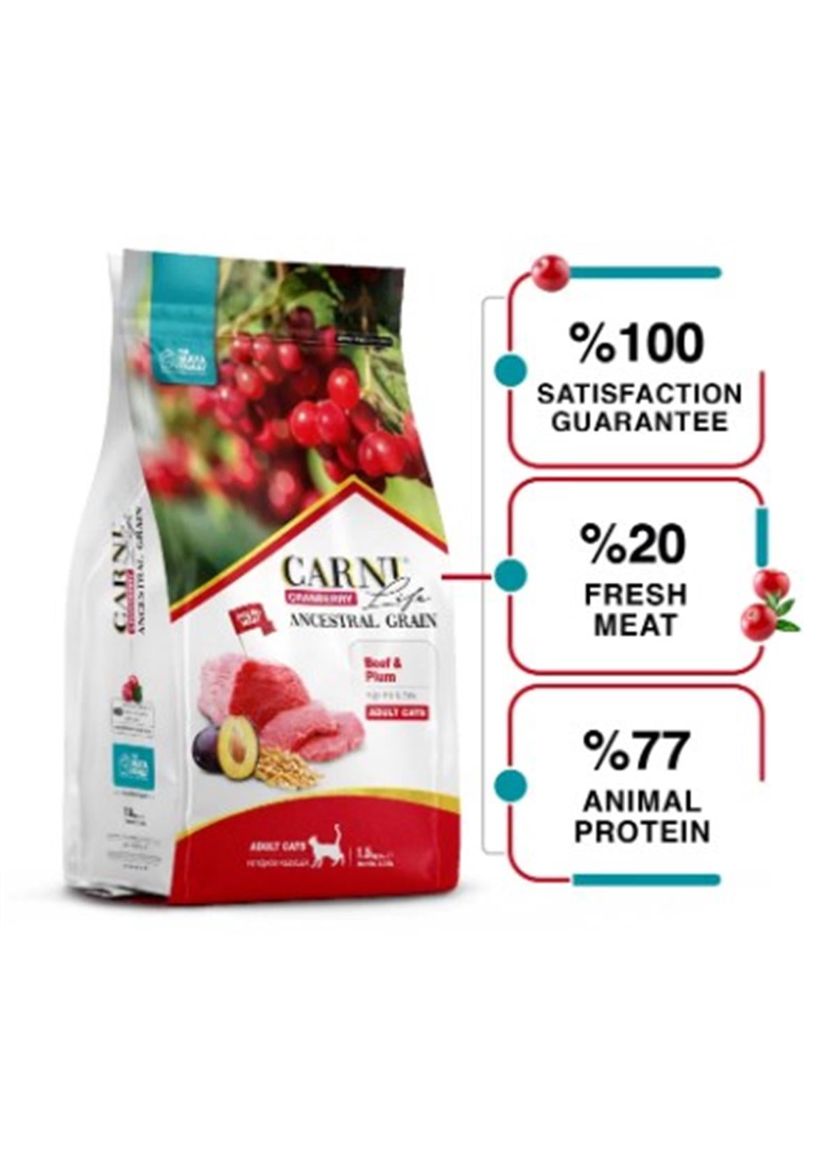 Carni Life Cranberry Sığır Eti ve Erikli Yetişkin Kedi Maması 10 KG