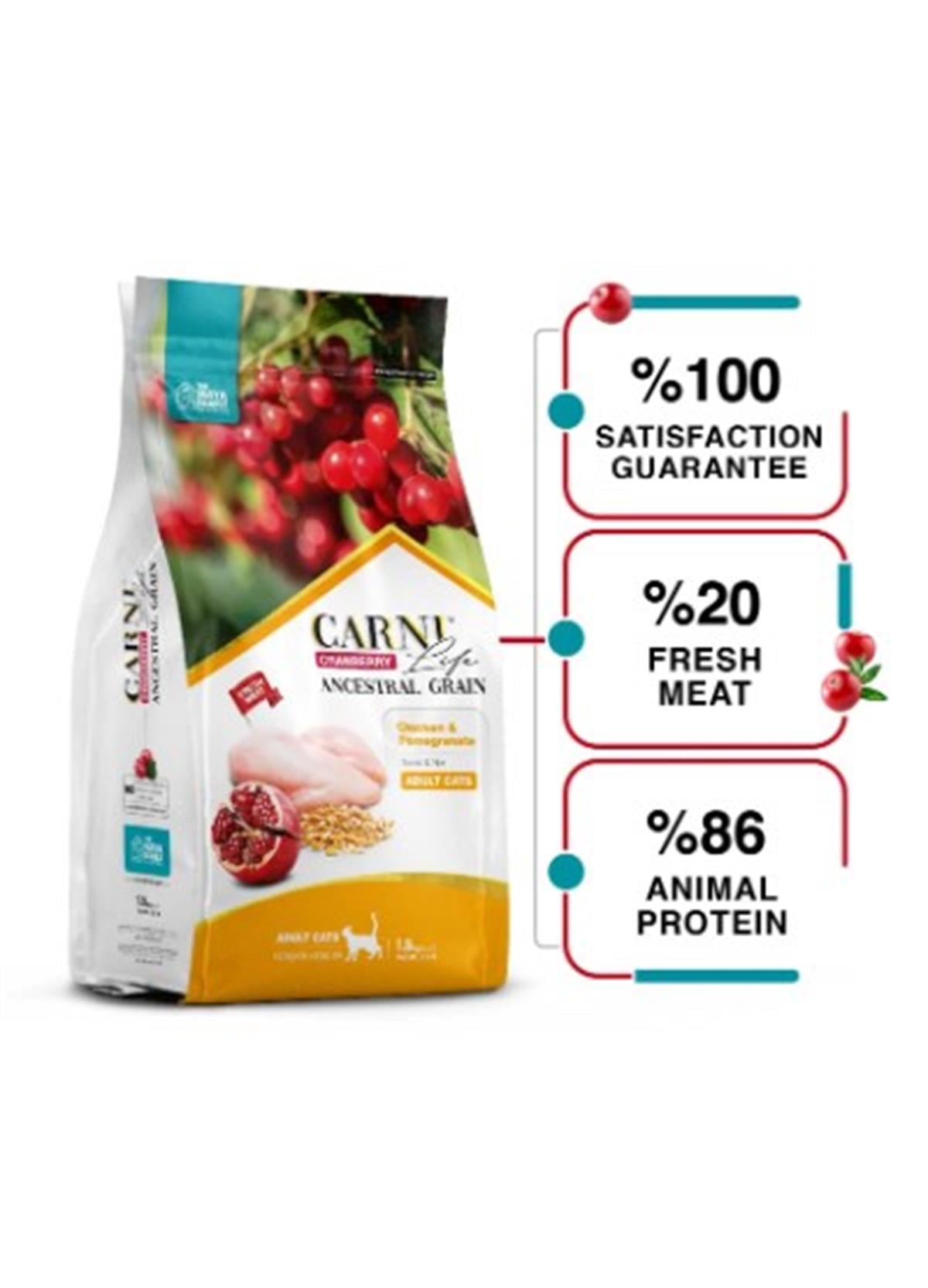 Carni Life Cranberry Tavuk ve Narlı Yetişkin Kedi Maması 10 KG