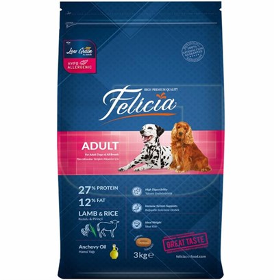 Felicia Düşük Tahıllı Kuzu Etli Yetişkin Köpek Maması 3 KG