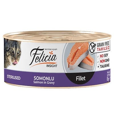 Felicia Sterilised Tahılsız Somonlu Konserve Yetişkin Kedi Maması 85 G