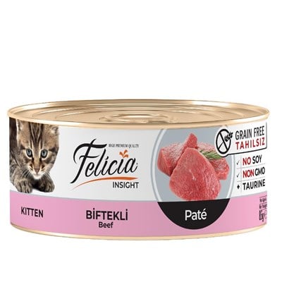 Felicia Tahılsız Biftekli Kıyılmış Konserve Yavru Kedi Maması 85 G
