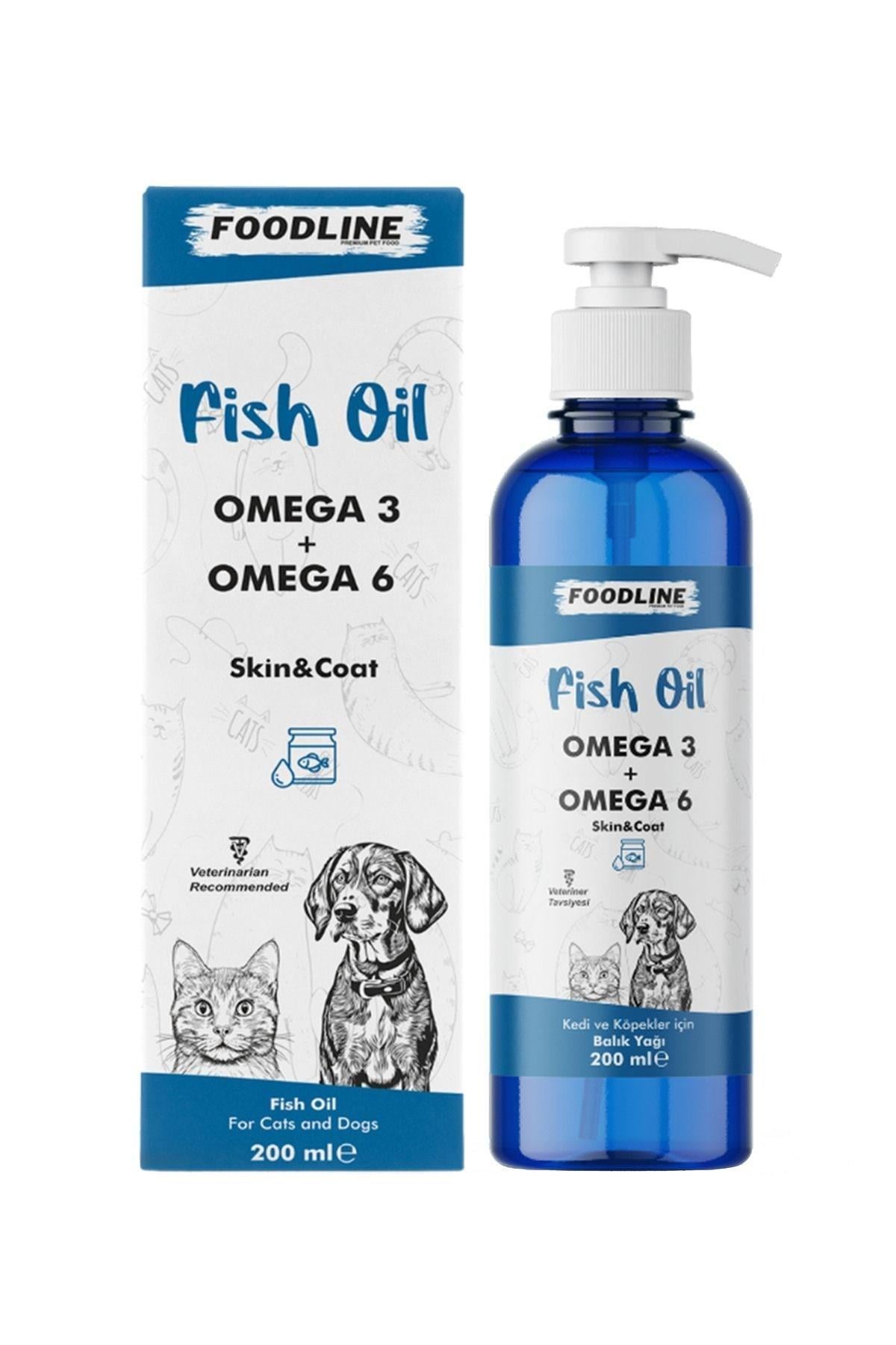 Foodline Fish Oil 200 ml |Omega 3&6 İçerikli Kedi ve Köpekler İçin Tüy ve Genel Sağlık Destekleyici