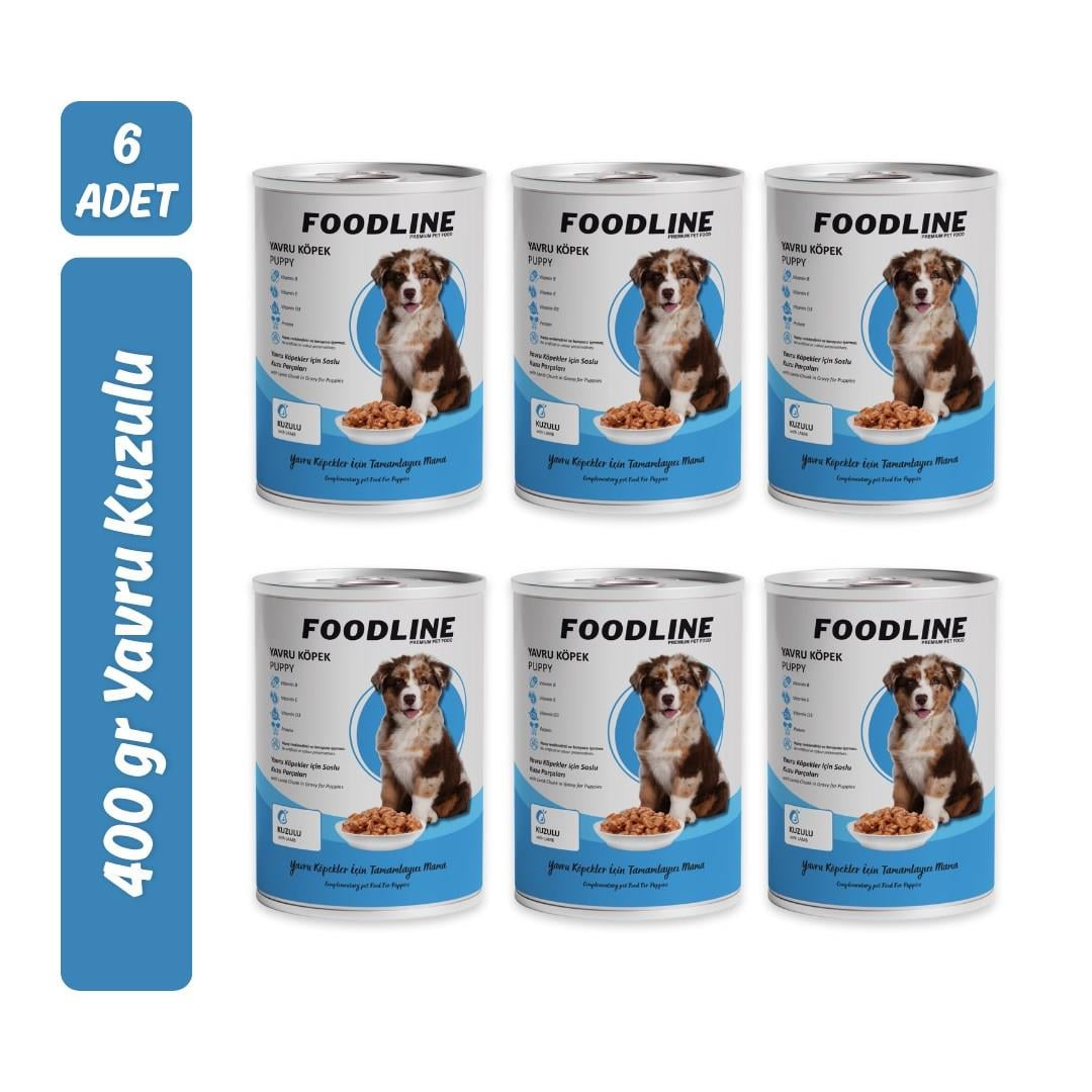Foodline Kuzu Etli Yavru Köpek Konservesi 400 Gr x 6 Adet