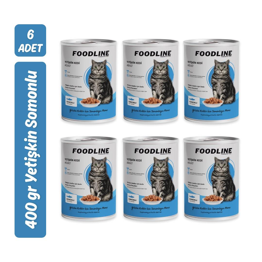 Foodline Somonlu Yetişkin Kedi Konservesi 400 Gr x 6 Adet