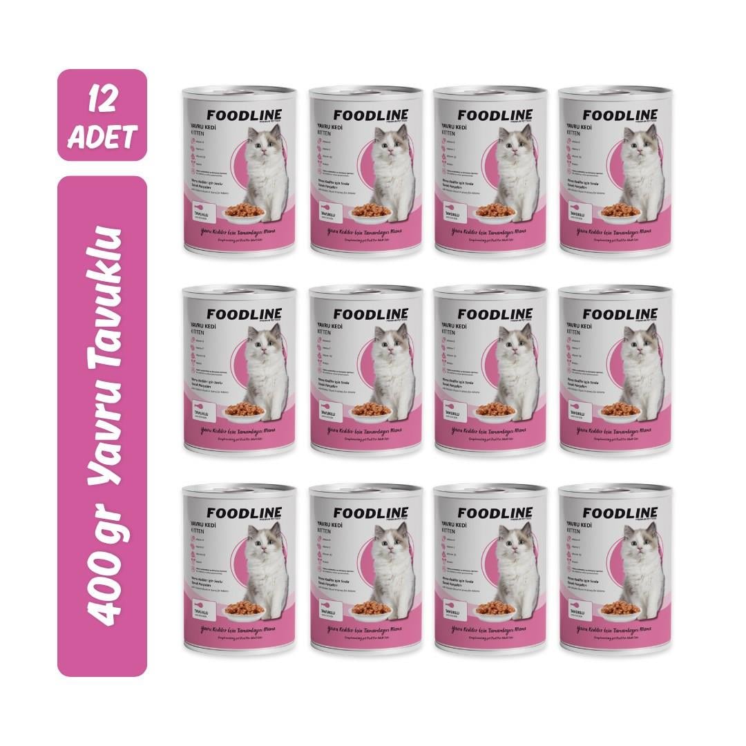 Foodline Tavuklu Yavru Kedi Konservesi 400 Gr x 12 Adet