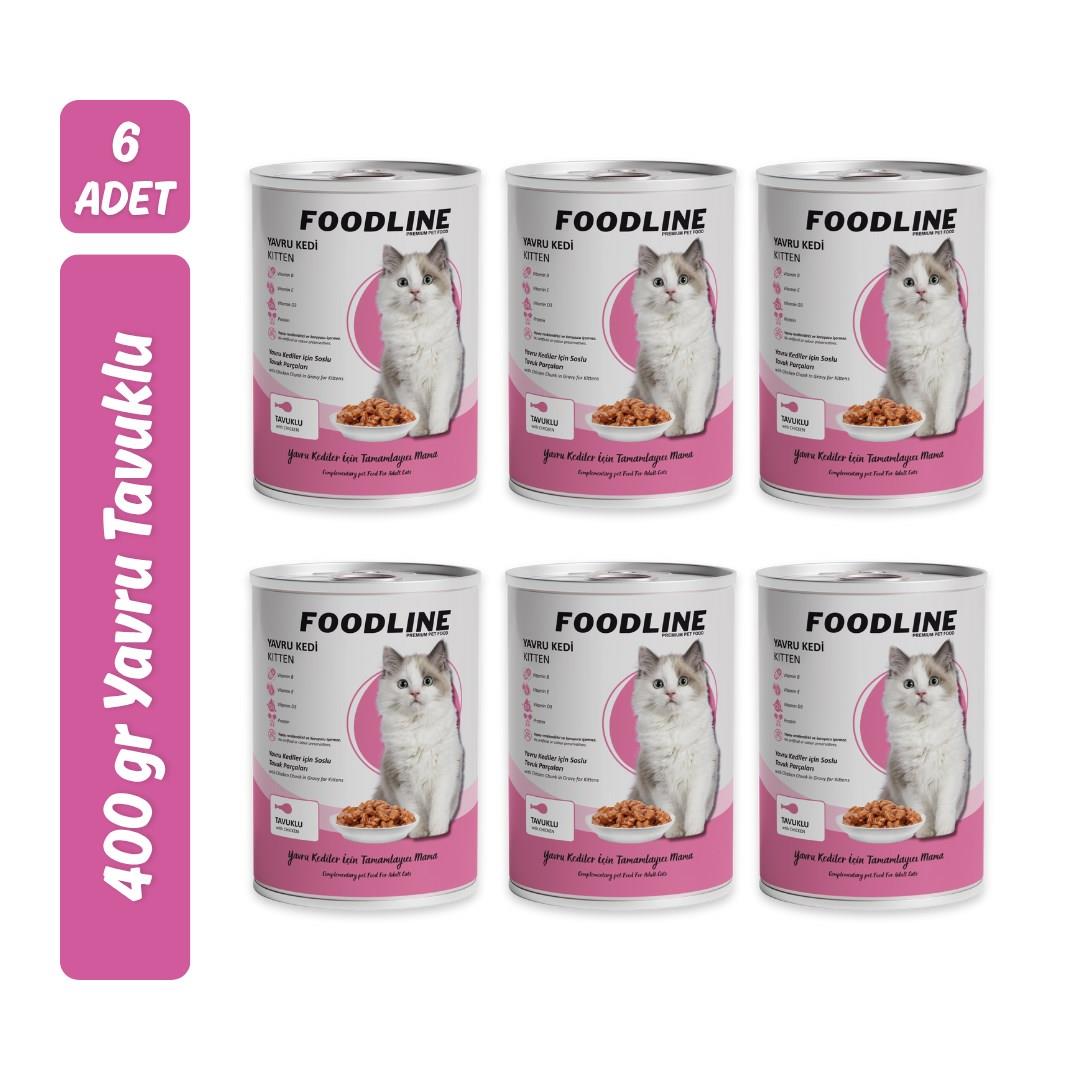 Foodline Tavuklu Yavru Kedi Konservesi 400 Gr x 6 Adet