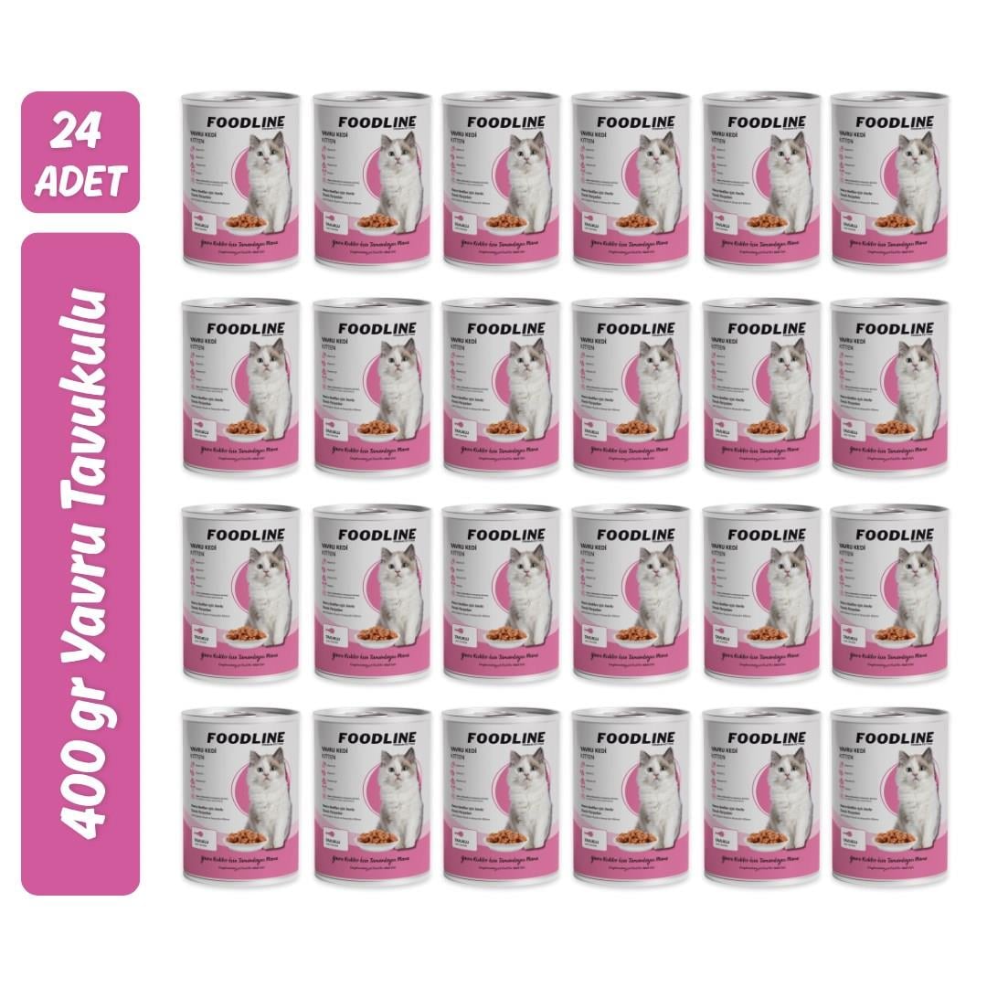 Foodline Tavuklu Yavru Kedi Konservesi 400 Gr x 24 Adet