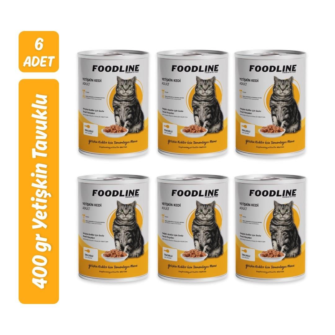 Foodline Tavuklu Yetişkin Kedi Konservesi 400 Gr x 6 Adet