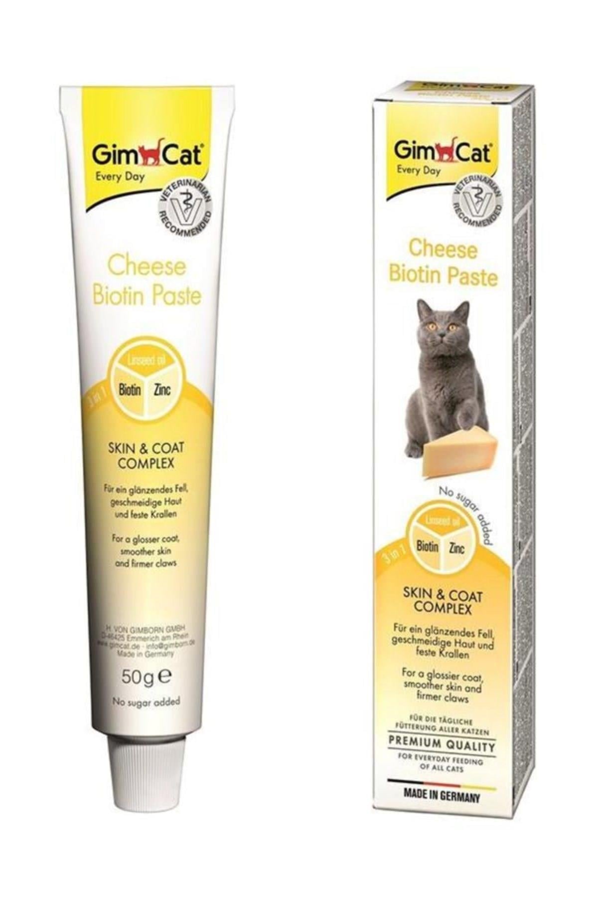 GimCat Deri ve Tüy Sağlığı için Peynirli Biyotin Kedi Macunu 50 gr
