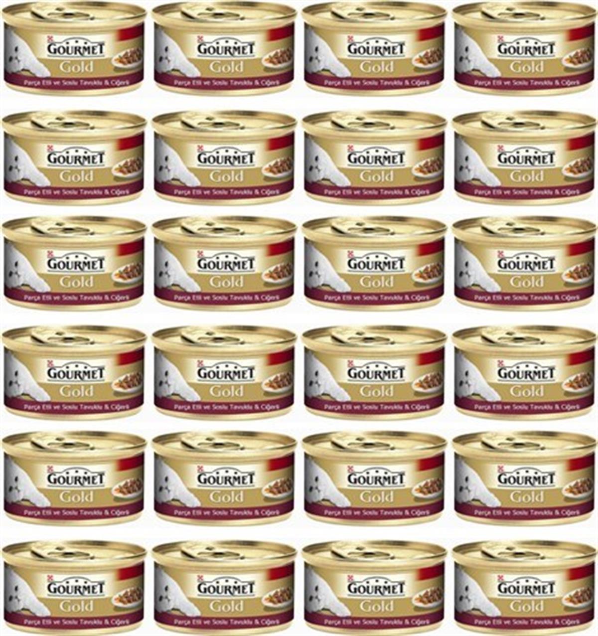 Gourmet Gold Parça Etli Soslu Tavuklu Ve Ciğerli Yetişkin Kedi Konservesi 85 Gr 24 Adet