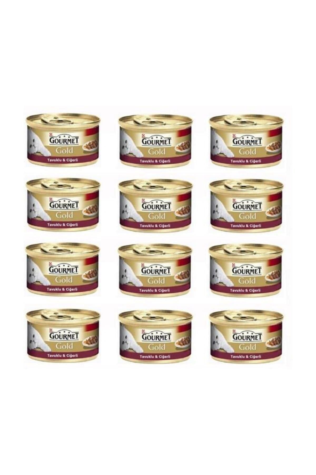Gourmet Gold Parça Etli Soslu Tavuklu Ve Ciğerli Yetişkin Kedi Konservesi 85 Gr 12 Adet