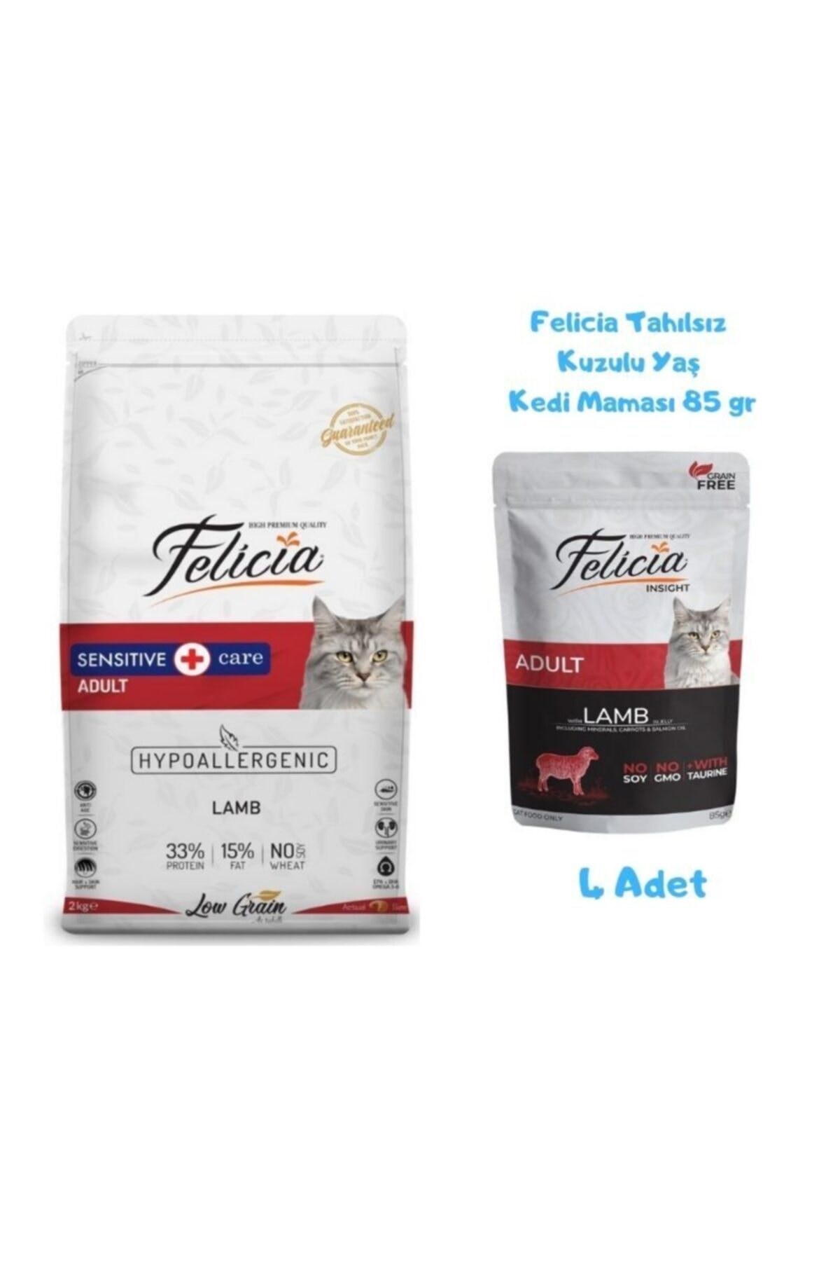 Kuzulu Yetişkin Kedi Maması 2 Kg + Yaş Mama 85 Gr (4 Adet)