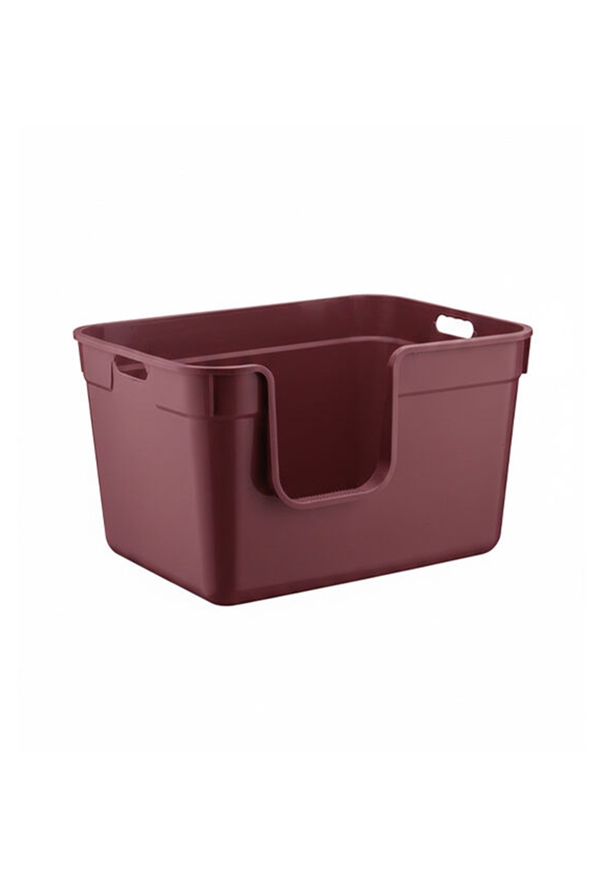 Pribor Yüksek Kenarlı Yarı Açık Kedi Tuvaleti, Geniş ve Kolay Temizlenebilir 54 x 40 x 32 cm Bordo