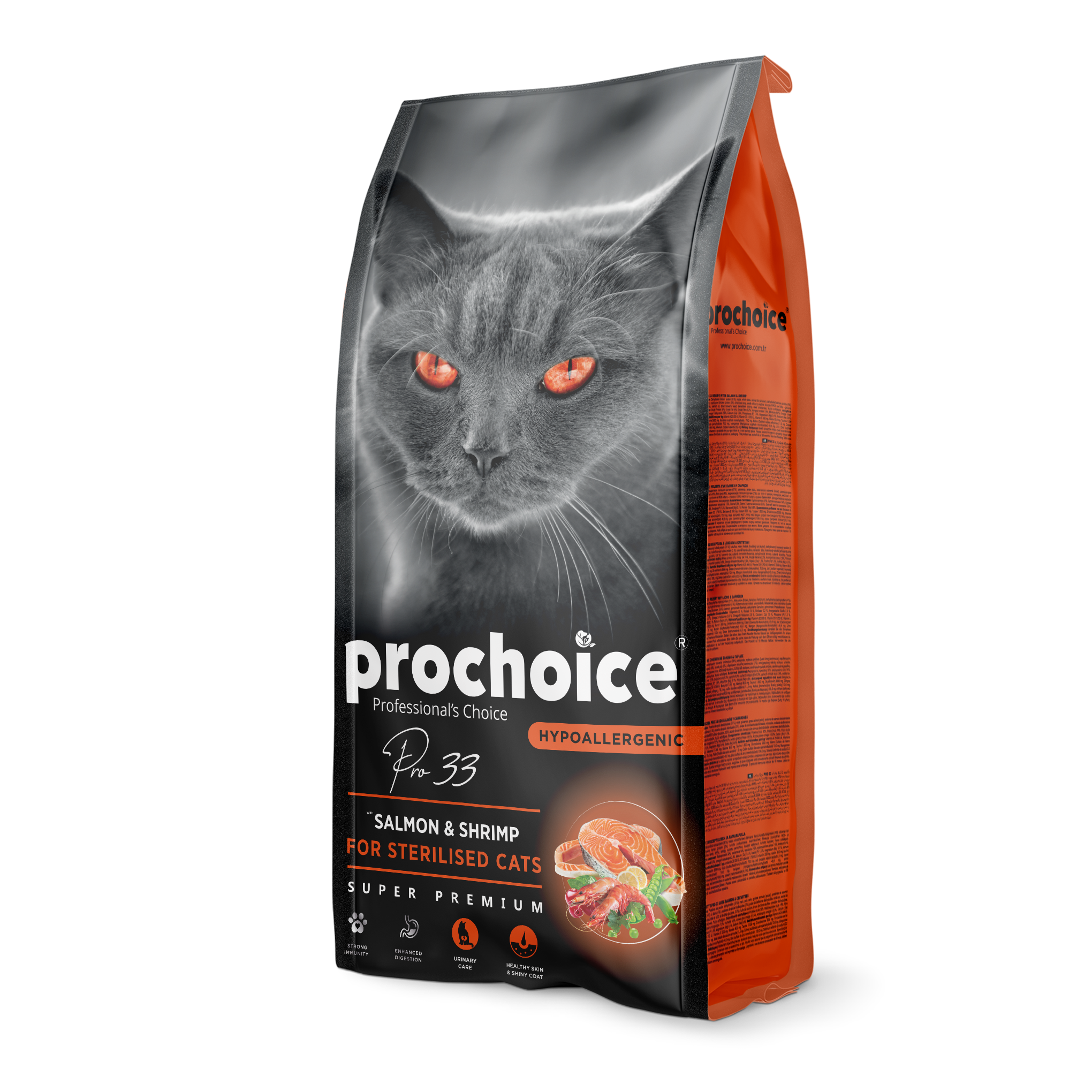 Prochoice Pro 33 Sterilised Somonlu ve Karidesli Kısırlaştırılmış Yetişkin Kedi Maması 2 KG