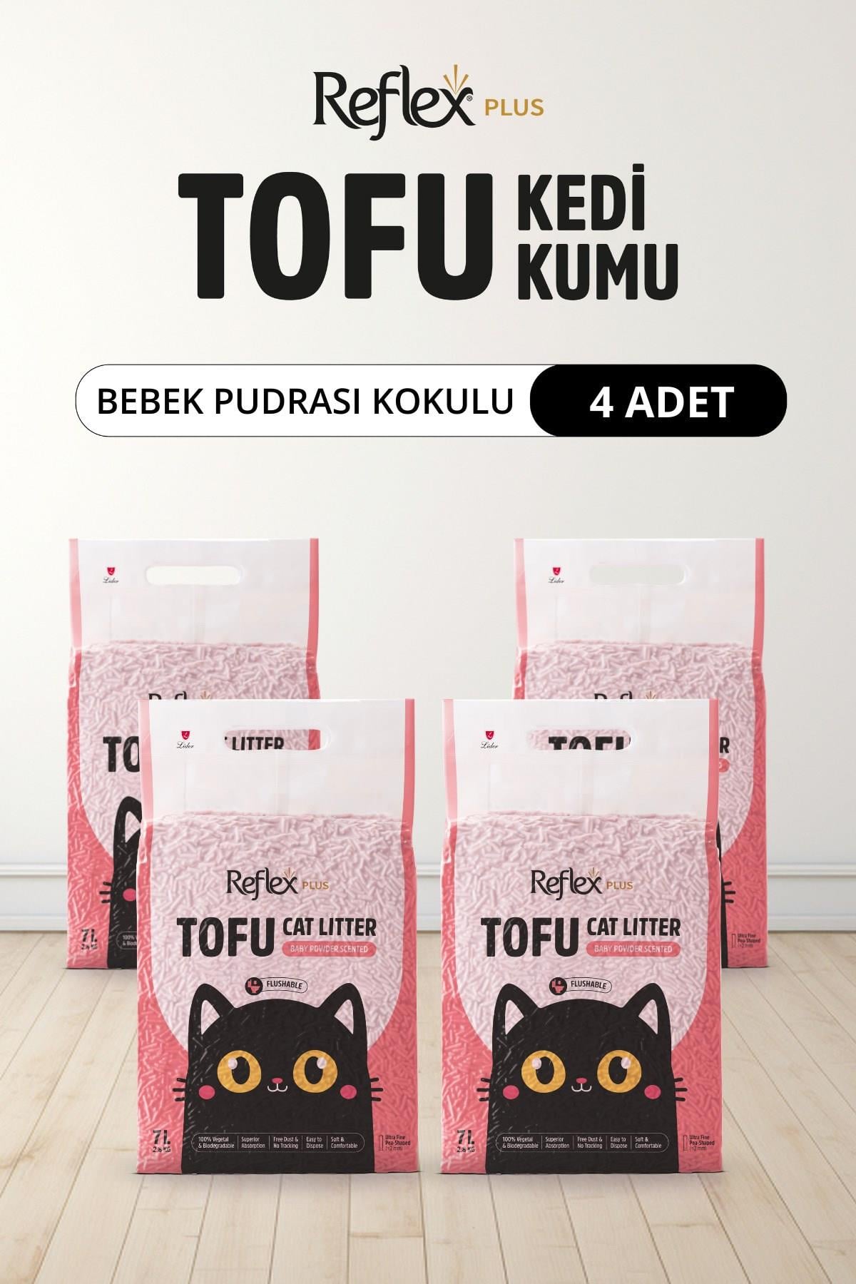 Reflex Plus Bebek Pudrası Kokulu Tofu Kedi Kumu 7L x 4 Adet
