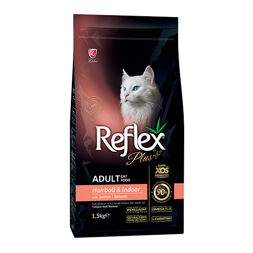 Reflex Plus Hairball & İndoor Somonlu Yetişkin Kedi Maması 1.5 KG
