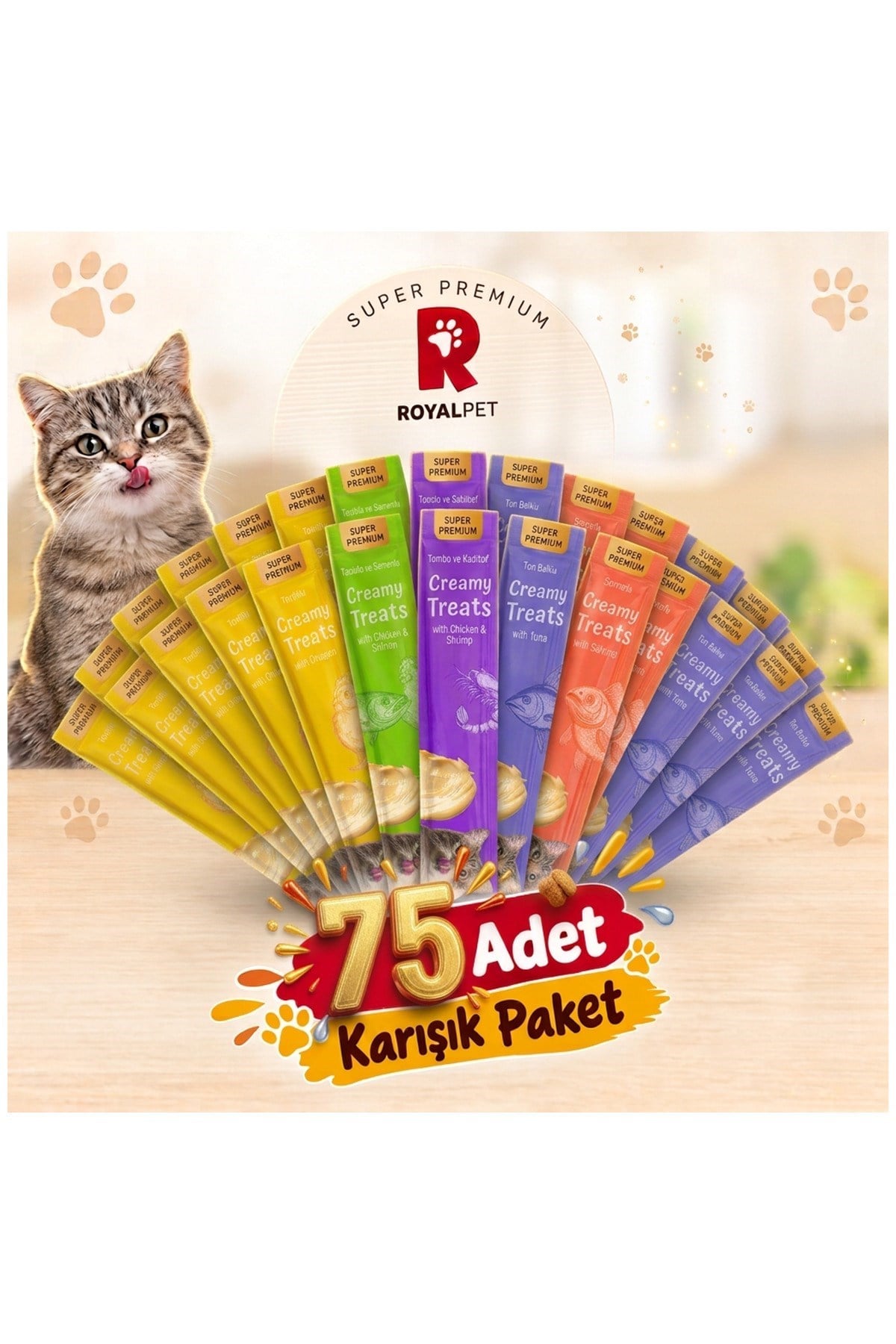 Royal Pet Krema Kedi Ödül Maması Karışık Paket 14 gr x 75 Adet