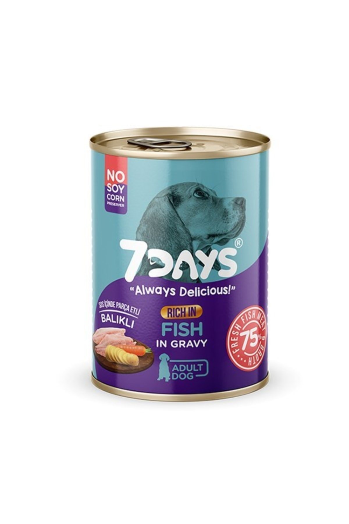 Tahılsız Taze Balık Etli Soslu Yetişkin Köpek Konservesi 415 Gr