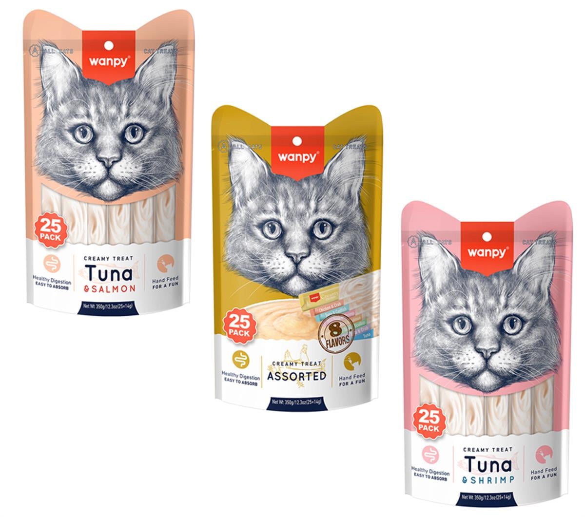 Wanpy Karışık Lezzetli Sıvı Kedi Ödülü 25X14 gr 3 Paket