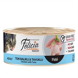 Felicia Tahılsız Ton Balıklı ve Tavuklu Kıyılmış Konserve Yetişkin Kedi Maması 85 G