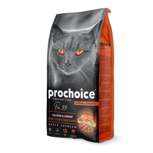 Prochoice Pro 33 Sterilised Somonlu ve Karidesli Kısırlaştırılmış Yetişkin Kedi Maması 15 KG