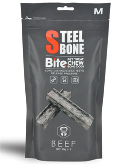 Steel Bone M Biftekli Yenilebilir Çiğneme Kemiği Köpek Ödülü 3 x 99 G