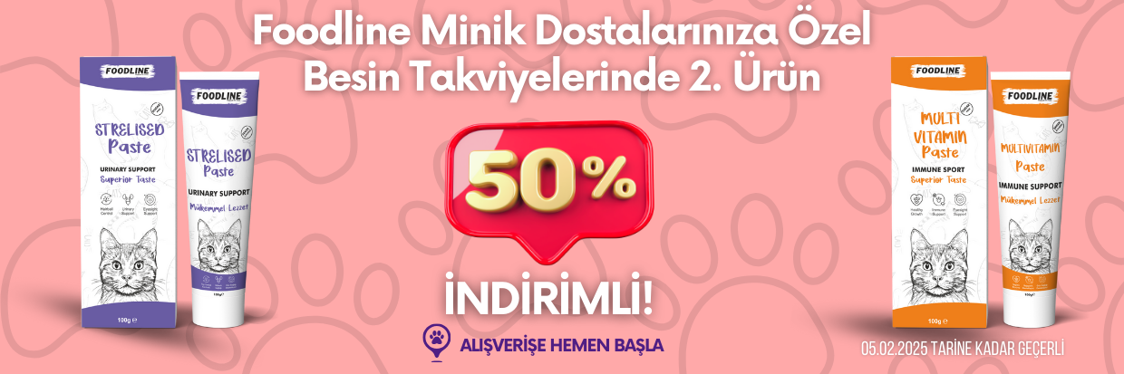 Foodline Minik Dostalarınıza Özel Besin Takviyerinde 2.ürün %50 indirim