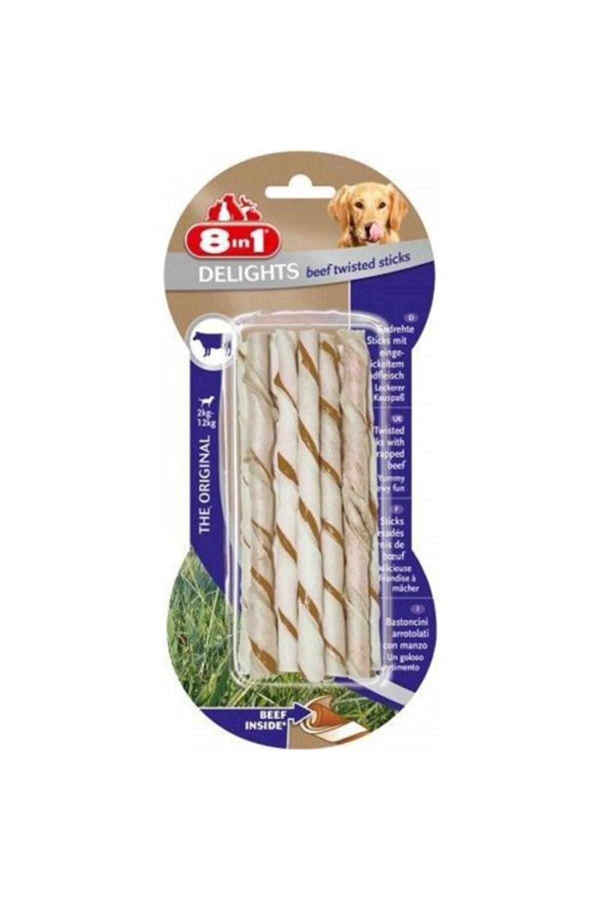 8 IN 1 Delights Bones Köpekler İçin Biftekli Twested Sticks 10'lu