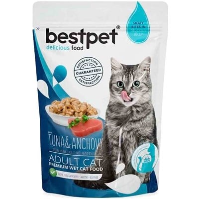 Bestpet Ton Balıklı ve Hamsili Jelly Pouch Yetişkin Kedi Yaş Maması 85 G