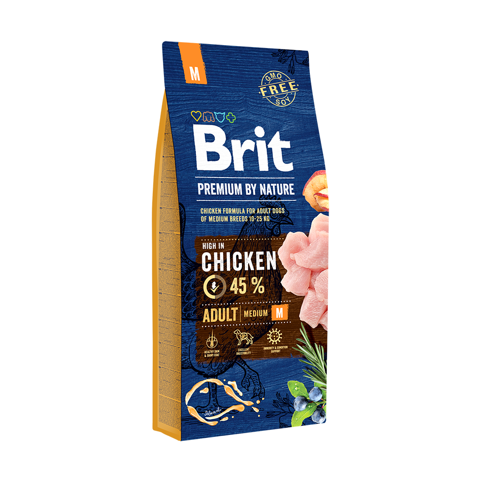 Brit Premium By Nature Medium Tavuklu Orta Irk Yetişkin Köpek Maması 15 KG