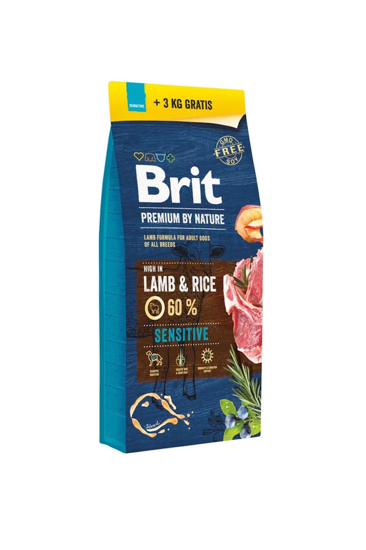 Brit Premium Nature Sensitive Kuzulu ve Pirinçli Yetişkin Köpek Maması 15kg + 3kg