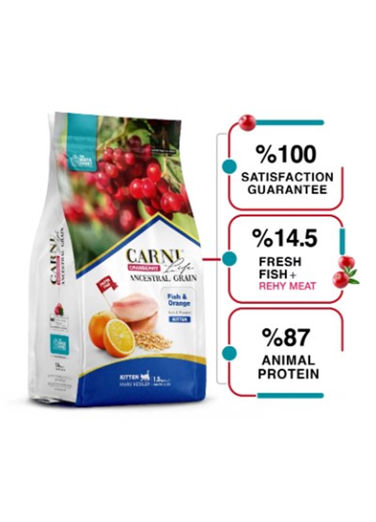 Carni Life Cranberry Balık ve Portakallı Yavru Kedi Maması 10 KG