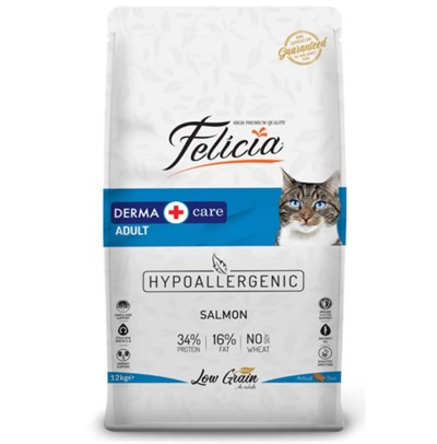 Felicia Derma Care Somonlu Düşük Tahıllı Yetişkin Kedi Maması 12 KG