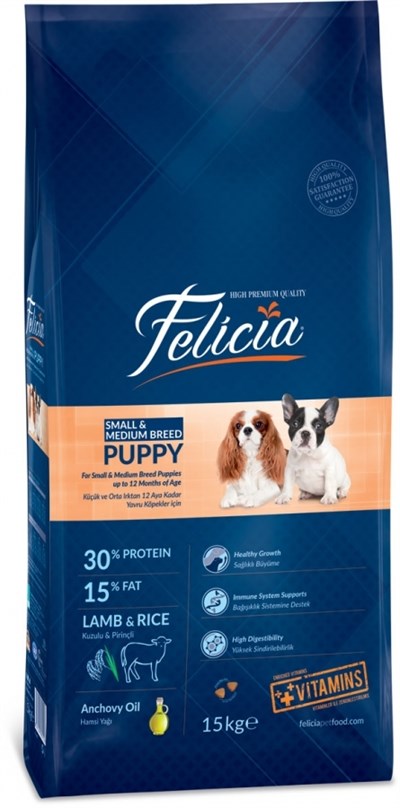 Felicia Düşük Tahıllı Kuzu Etli Küçük ve Orta Irk Yavru Köpek Maması 3 KG