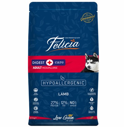 Felicia Düşük Tahıllı Kuzu Etli Orta ve Büyük Irk Yetişkin Köpek Maması 15 KG
